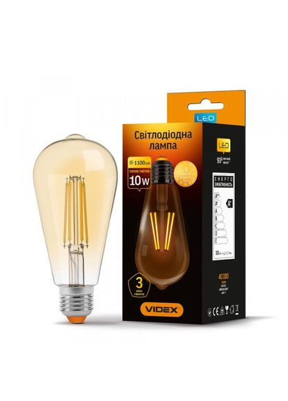 Лампа Filament ST64FA 10 Вт E27 2200 K Бронза (26629) Videx (284106810)