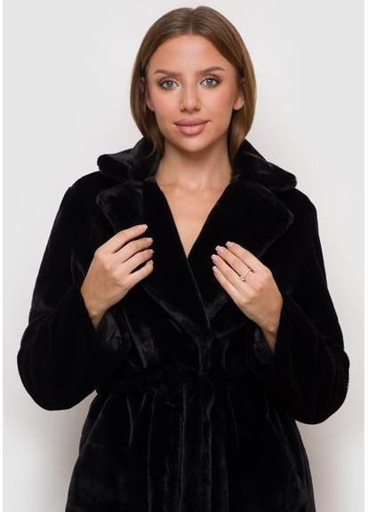 Роскошное Эко-Меховое Пальто 1103M-C Чорний SAM S Samange (367582187)