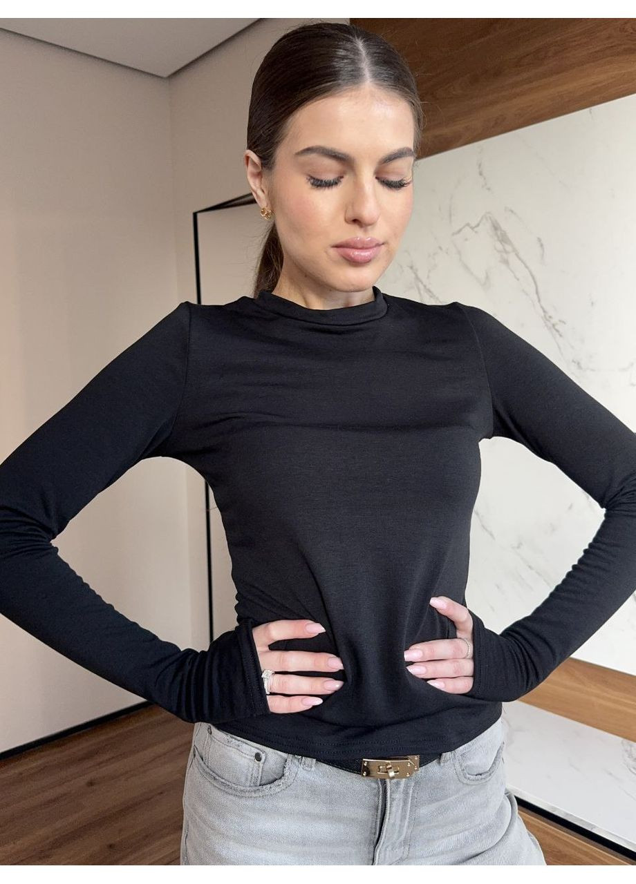 Женский утепленный лонгслив черного цвета 35855 Fashion (367254762)