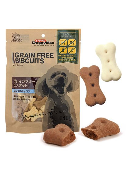 Беззернове печиво для собак Biscuits Milk&Carob 140 г (4976555823462) DoggyMan (279568250)