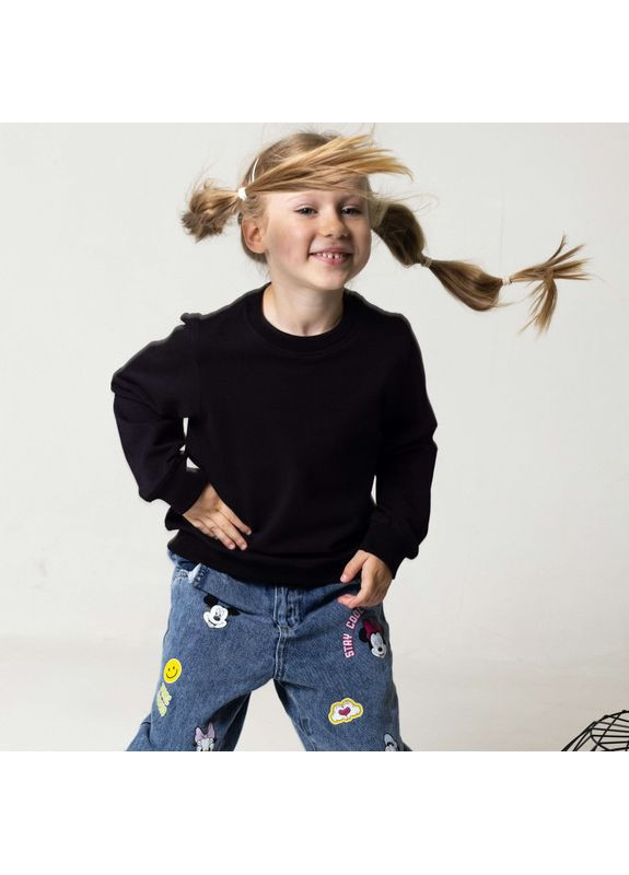 Черный свитшот черный детский (кофта - реглан)"джуниор", размер одежды 122, цвет черный Badger (354697648)