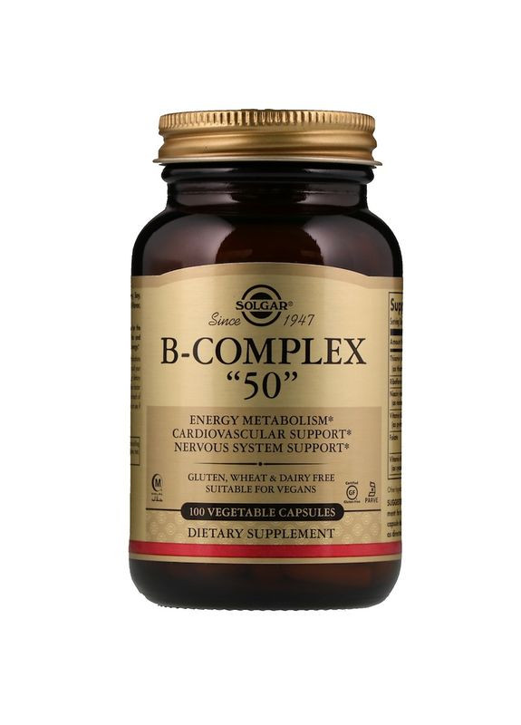 Вітаміни В-50, комплекс, B-Complex "50",, 100 вегетаріанських капсул Solgar (362369603)