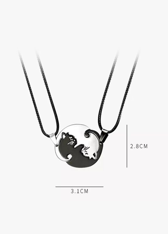 Парні підвіски для закоханих чорний і білий кіт Cat кішка кулони дві половинки No Brand (339869641)