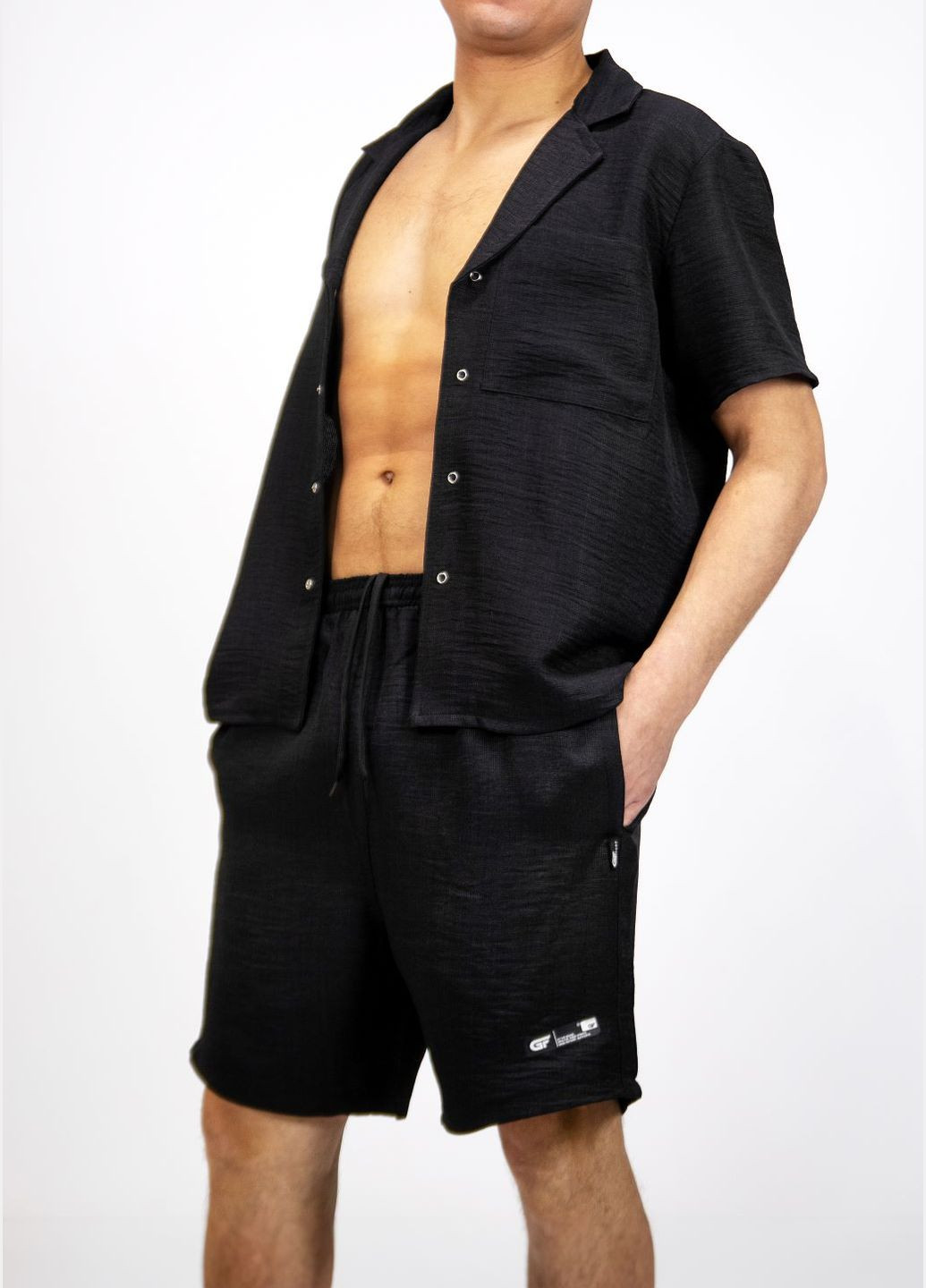 Черный летний комлект (рубашка, шорты) GF SPORT Костюм