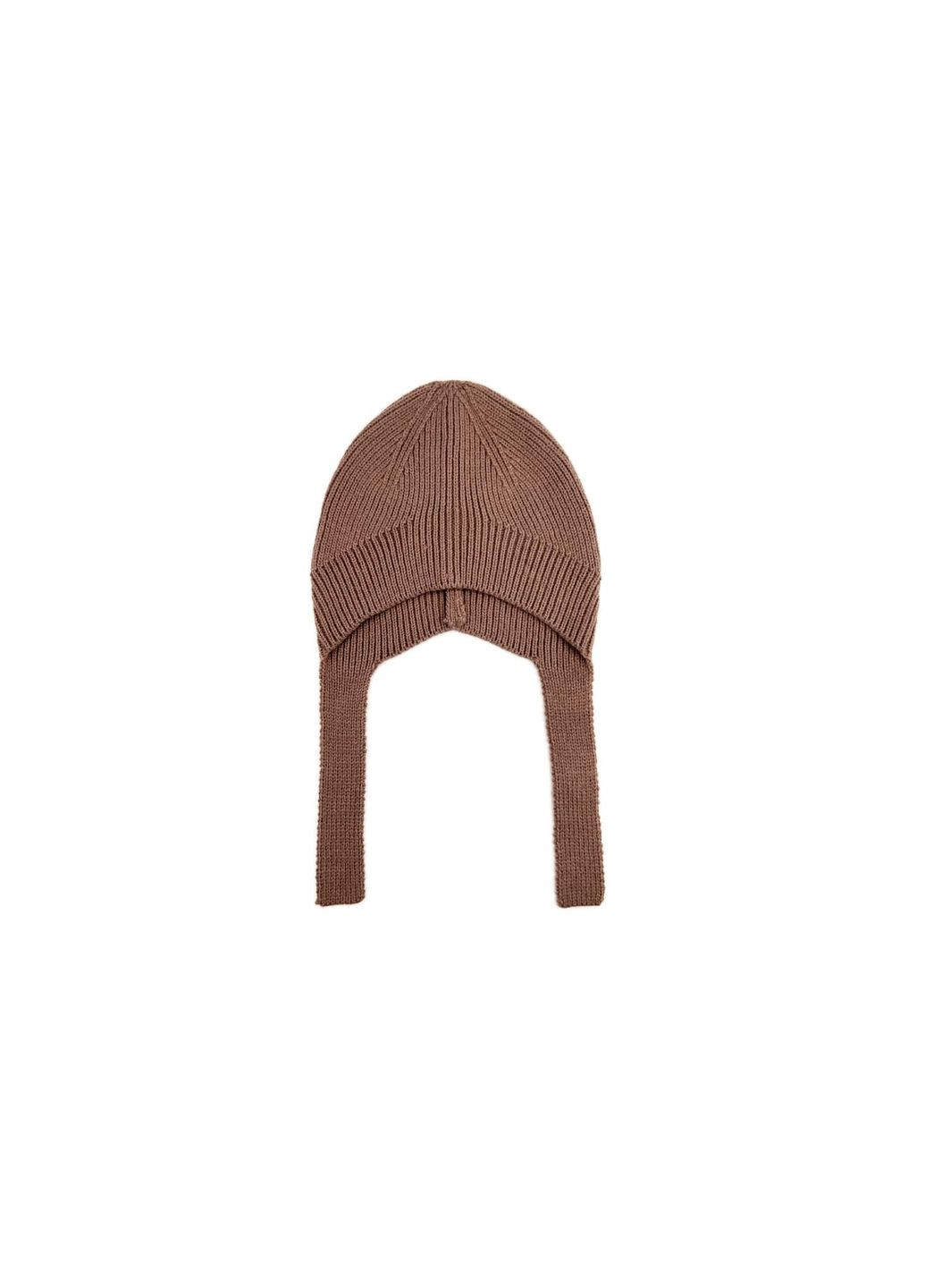 Шапка по голове с завязками женская шерсть с акрилом коричневая CANDY LuckyLOOK 954-756 (290278056)