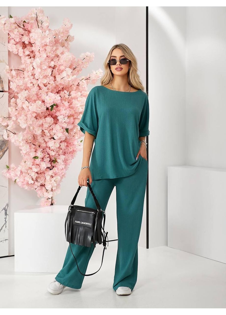 Легкий та невагомий костюм арт.347 пляшковий зелений KHAN (363042157)