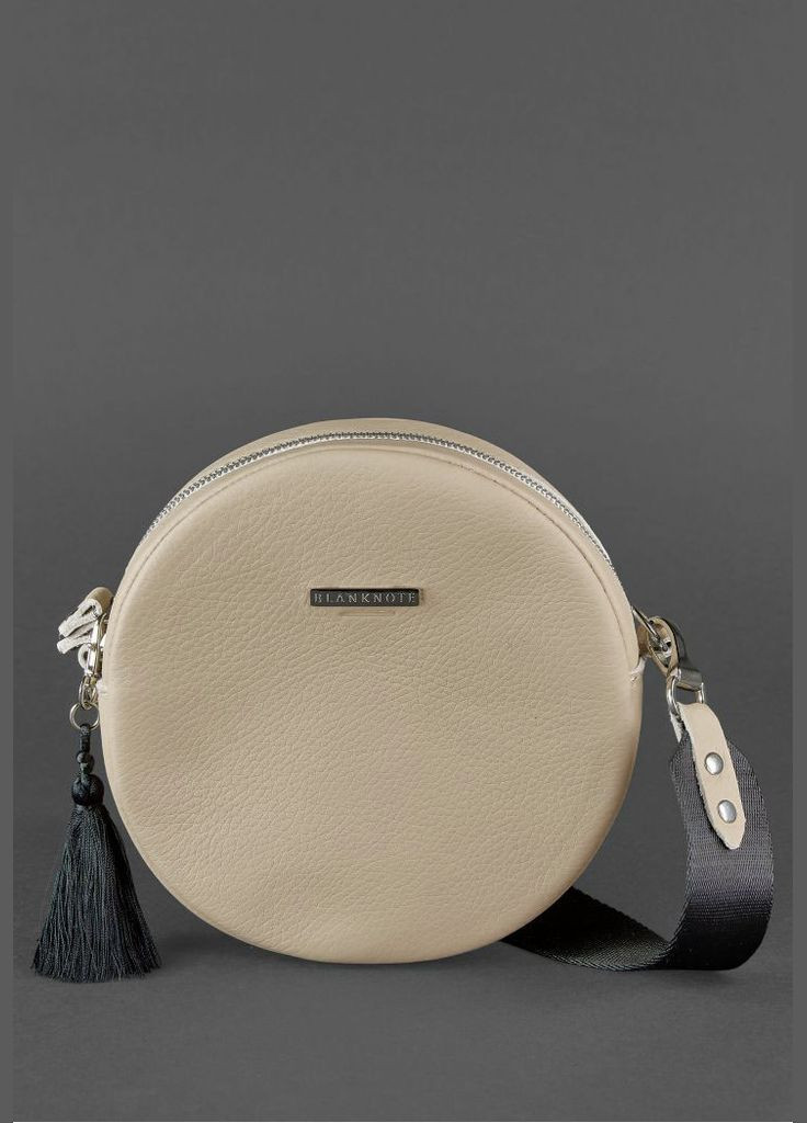 Круглая женская кожаная сумочка Tablet светло-бежевая (A-026428) BlankNote (327874357)