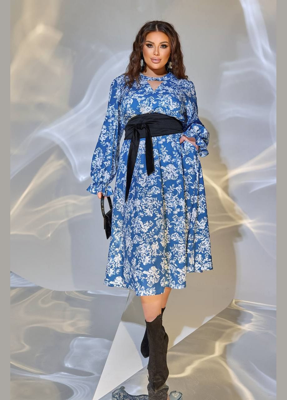 Синее женское свободное платье из софта цвет синий р.50/52 449680 New Trend