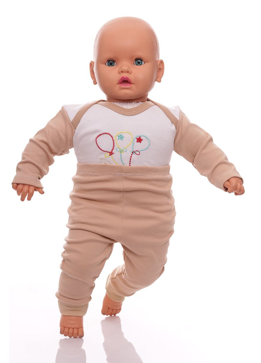 Бежевий демісезонний боді + штани з кульками 62 см (29868) BABYKROHA