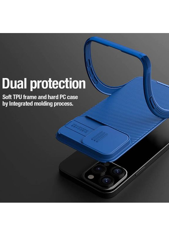 Карбонова накладка CamShield Pro для Apple iPhone 15 Pro (6.1") Blue Nillkin (366833038)
