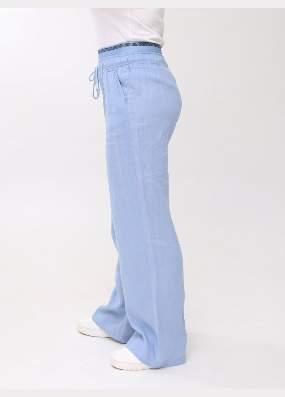 Штани жіночі блакитні палаццо лляні з гумкою на поясі CARMITO Пряма (297373583)