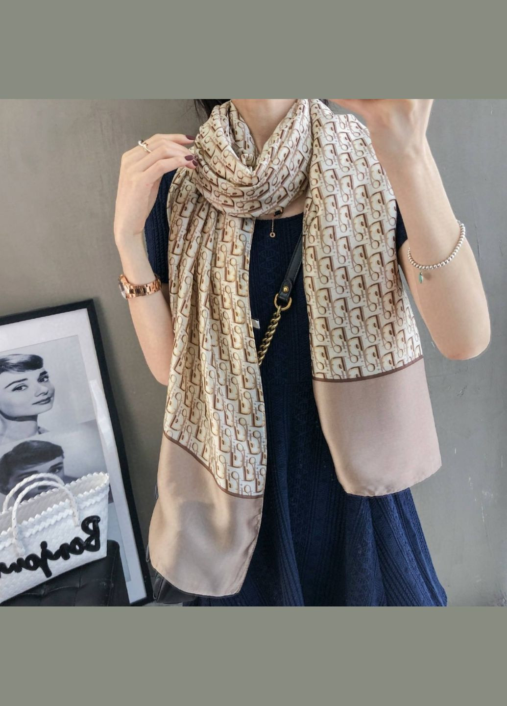 Жіночий шовковий шарф - палантин 180х80см No Brand (347250615)