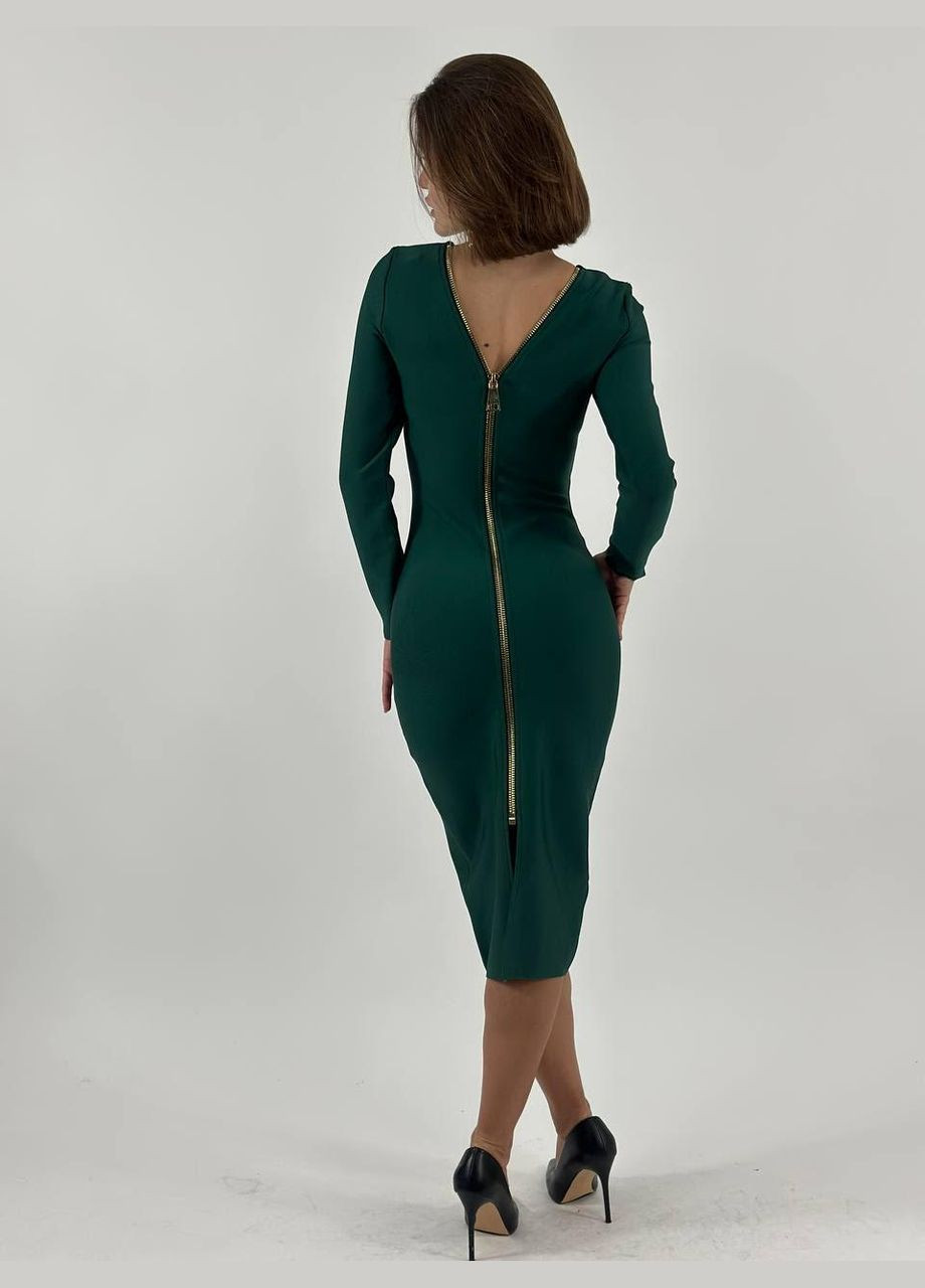 Зеленое вечернее, праздничный платье силуэтная F&P однотонное