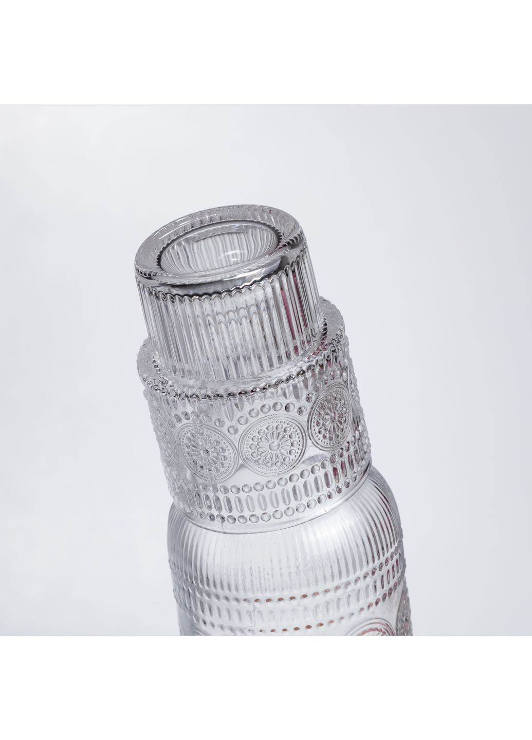 Кувшин для напитков со стаканом 700 мл из толстого стекла с геометрическим узором Yiwu HP-19-L4 No Brand (366830721)