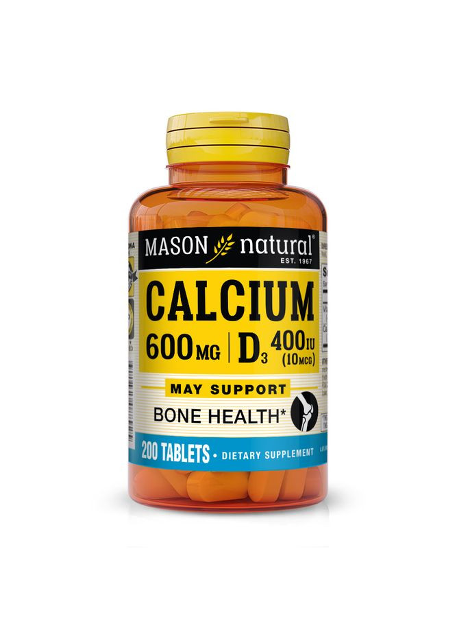 Вітаміни та мінерали Calcium 600 mg mg Plus Vitamin D3, 200 таблеток Mason Natural (333992788)