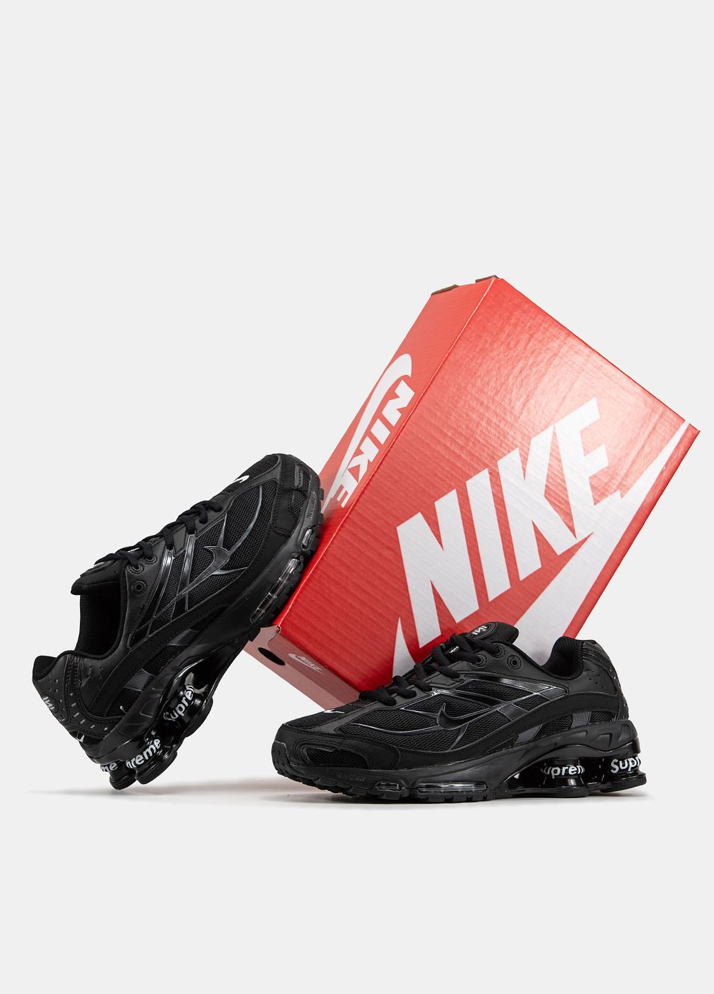 Кроссовки женские и мужские Nike Shox Ride 2 SP x Supreme black | Найк Шокс Райд 2 СП черные No Brand чёрные демисезоны (315883735)