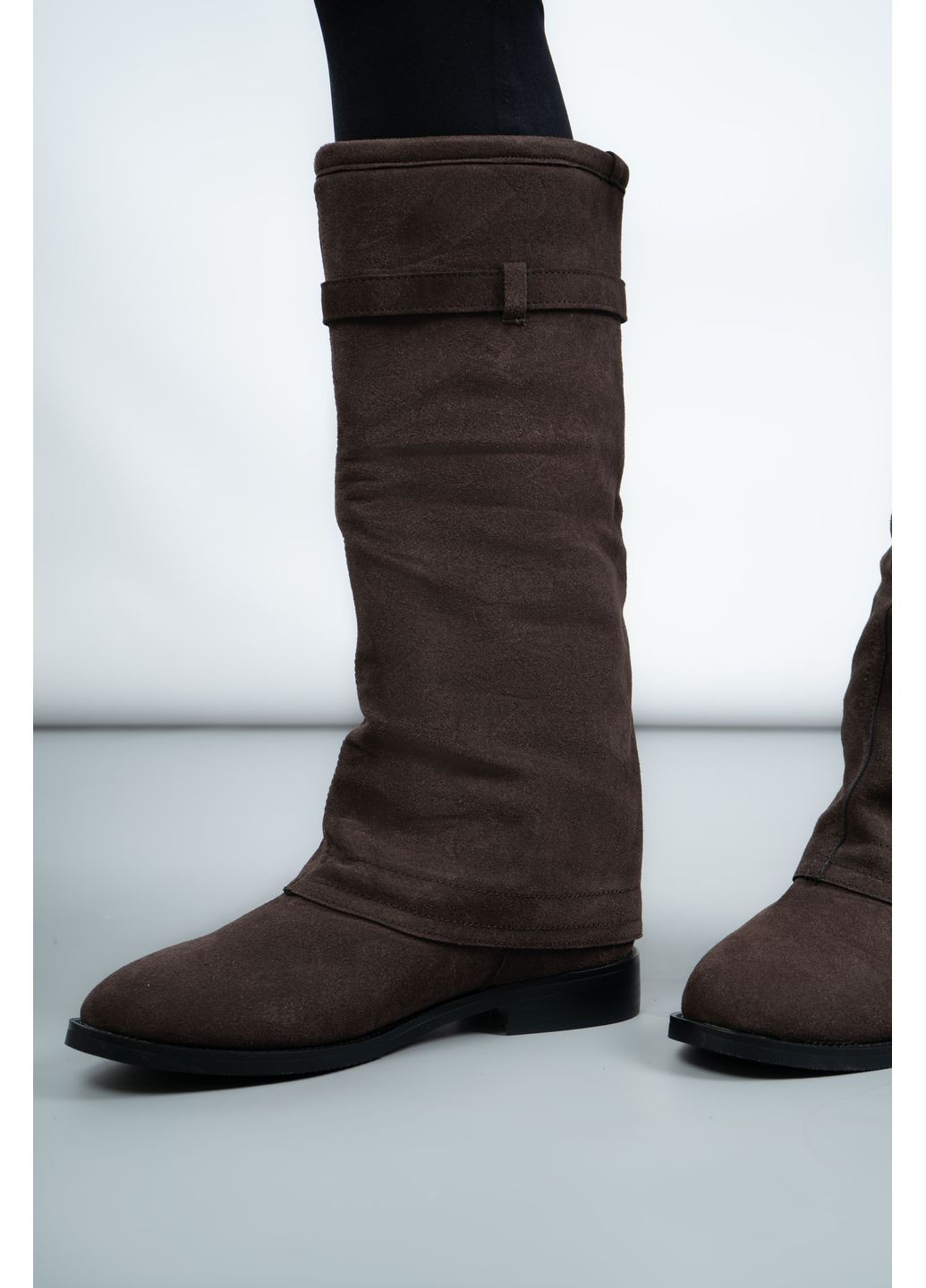 Зимние сапоги женские a588-6 натуральная замша коричневые 346596 Hoseily