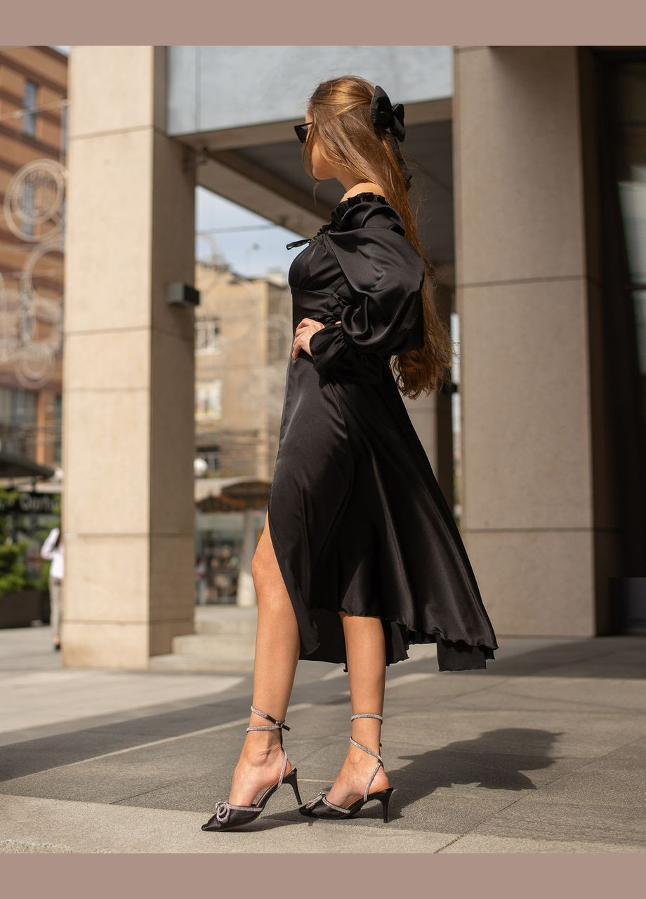 Чорна жіноча сукня міді з шовку армані чорний Maybel