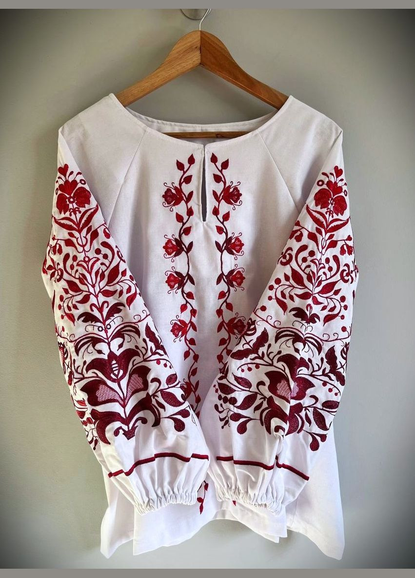 Белая женская льняная белая вышиванка вышивка «семейное дерево» узор цветочный прямой, свободная лен (329693241)