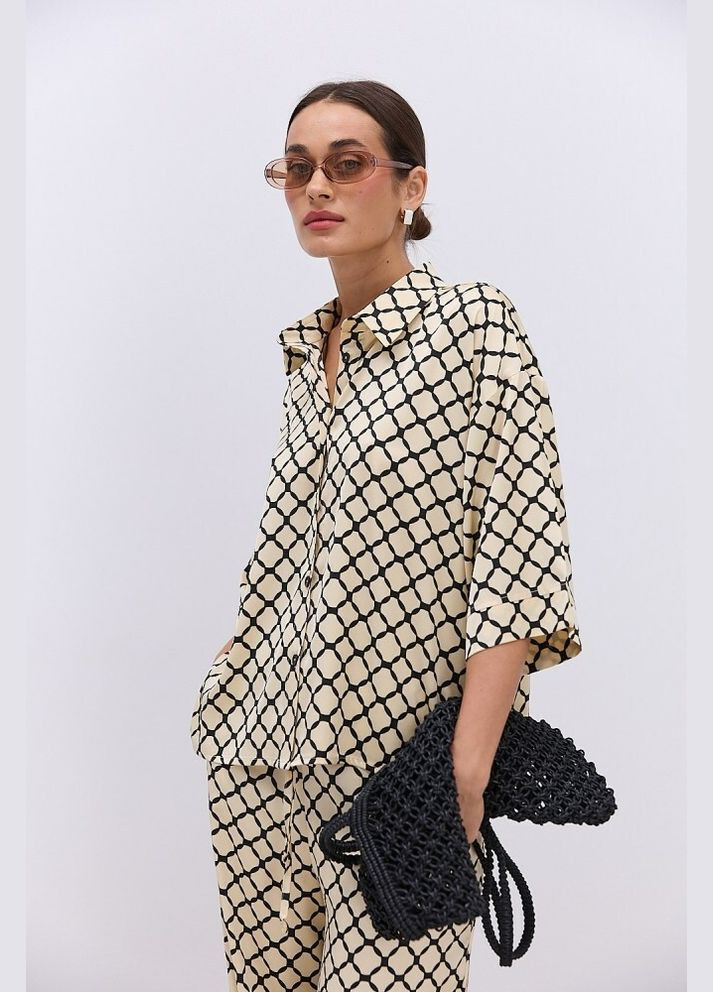 Костюм жіночий шовковий з абстрактним візерунком MKAR35190-1 Modna KAZKA (336933971)