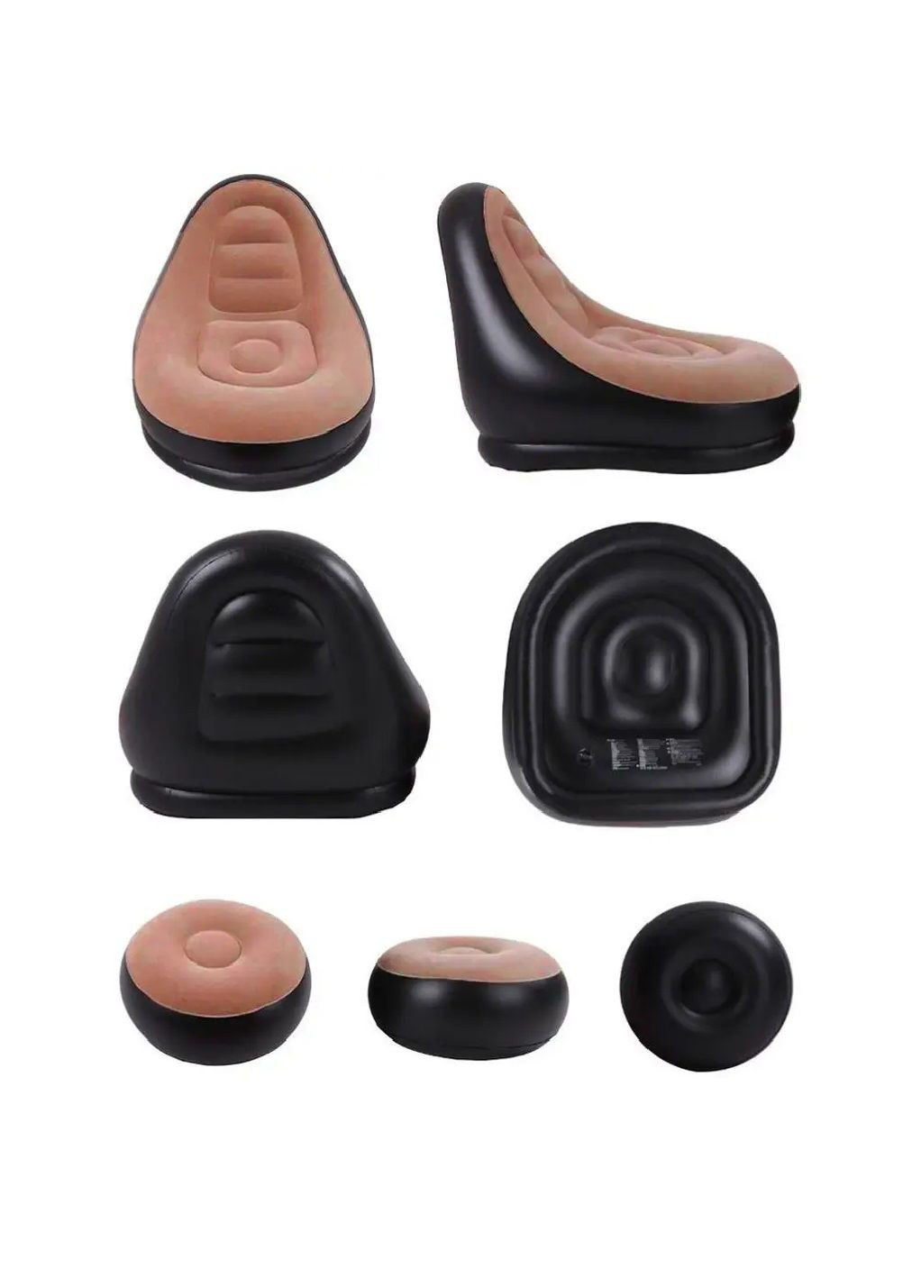 Надувное кресло диван с пуфом флокированным покрытием насосом максимальной нагрузкой 100 кг 116х88х83 см (480497-Prob) Бежевое Unbranded (336434315)