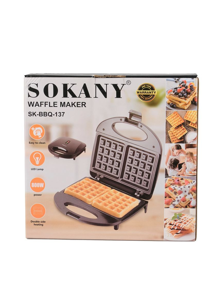 Вафельница для толстых вафель 800вт SK-BBQ-137 с антипригарным покрытием Sokany (290187085)
