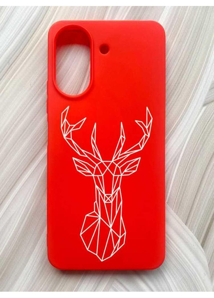 Матовий червоний чохол на Xiaomi Redmi 13C / Poco C65 Олень (принт 129) Creative (355408057)