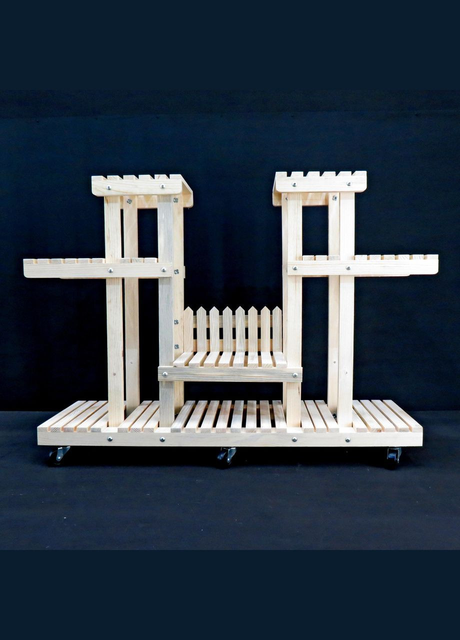 Подставка для цветов из дерева Сермез на колёсах бланже (ЦВТ-113301) No Brand (328230186)