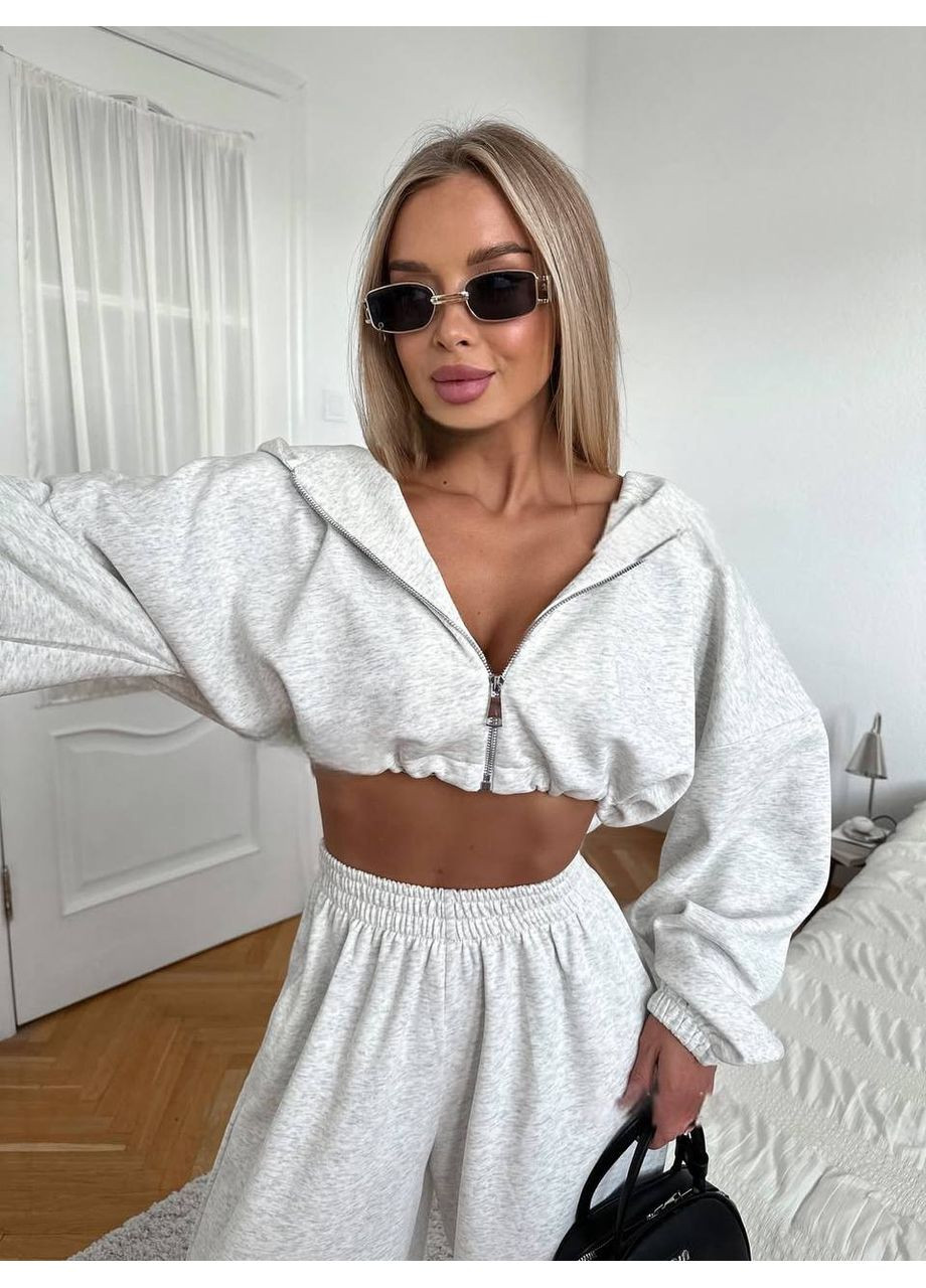 Жіночий спортивний костюм (укорочене худі + штани палаццо) Україна (358644314)