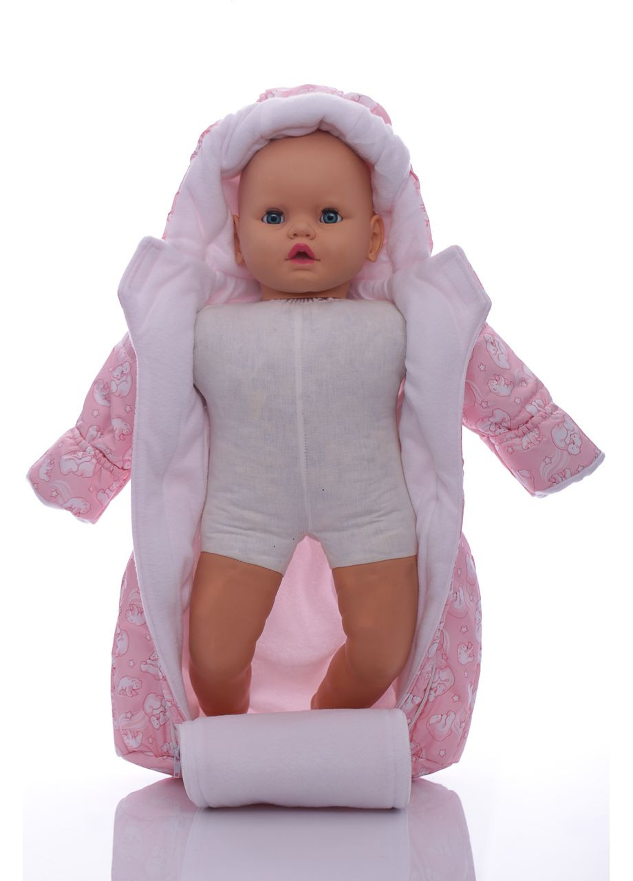 Конверт на флісі для дівчинки з Ведмедики персиково-рожевий 68 см (44909) BABYKROHA (297197562)