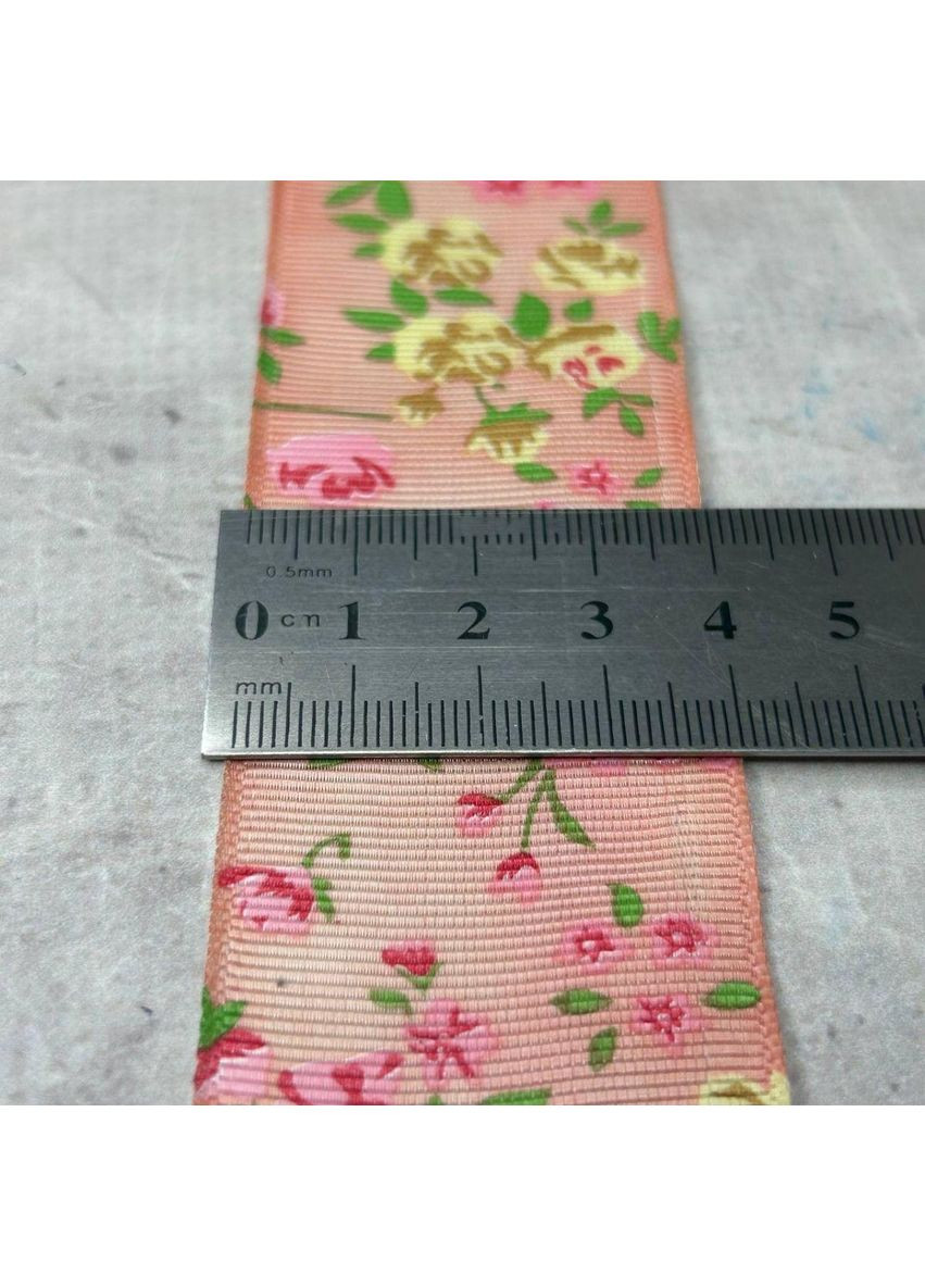 4 см Лента репсовая с принтом на отрез - #740/1 персиковый Plus-plus (352751387)