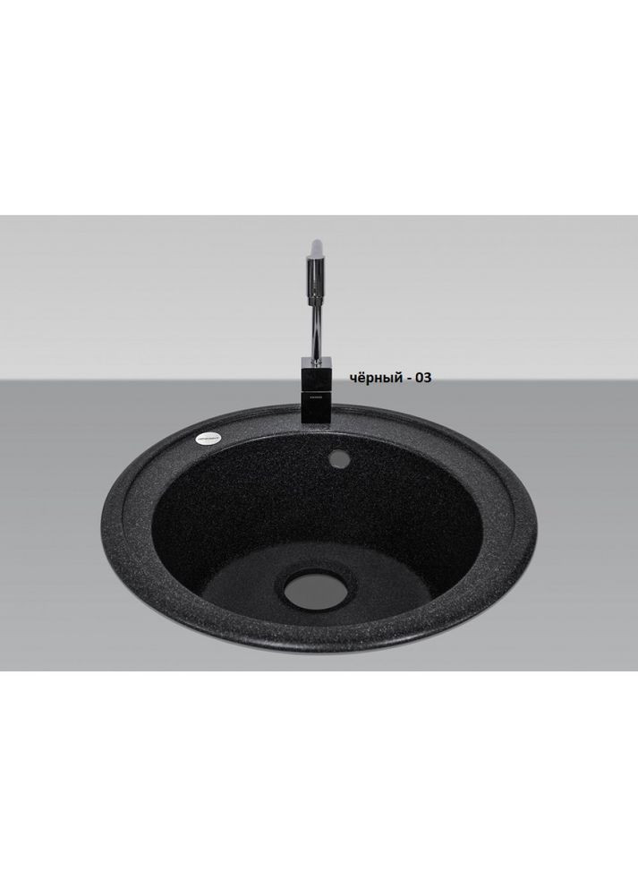 Кухонная мойка из искусственного камня/кварцевая 510×200 мм, круглая SUN Черная (30090510200) Adamant (368157262)