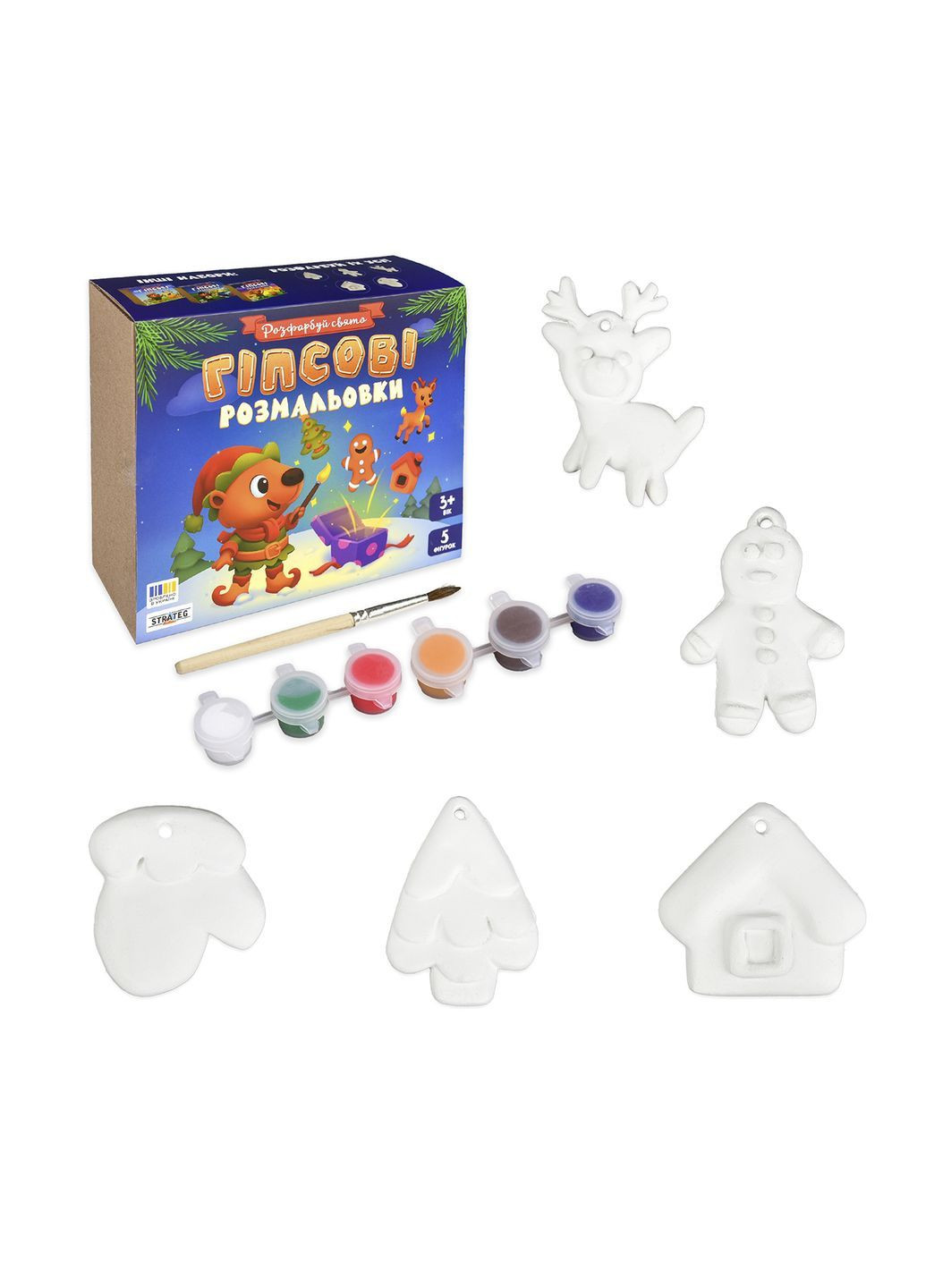 Набір для творчості Гіпсові розмальовки під назвою "Розфарбуй свято" колір різнокольоровий CB-00288542 Strateg (369842396)