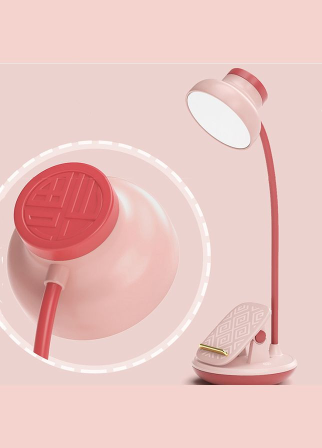 Настольная лампа GL-565 на прищепке с подставкой для телефона, розовая No Brand (358649749)