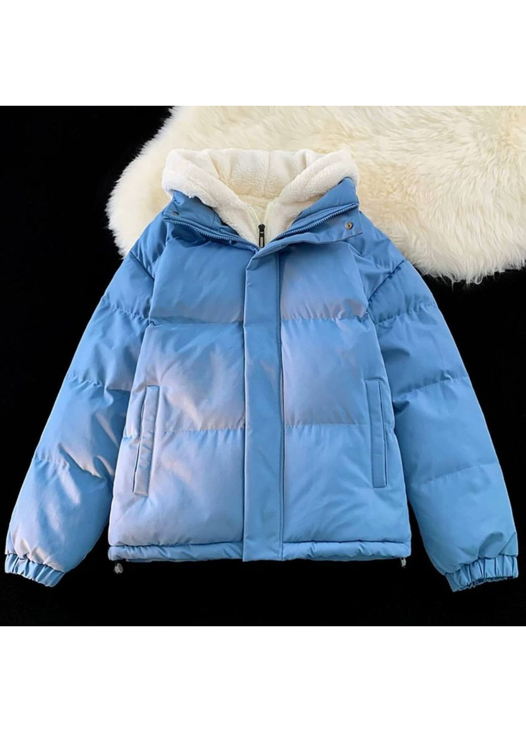 Блакитна зимня зимова куртка на синтепоні з м'яким капюшоном Nositi 4083-15