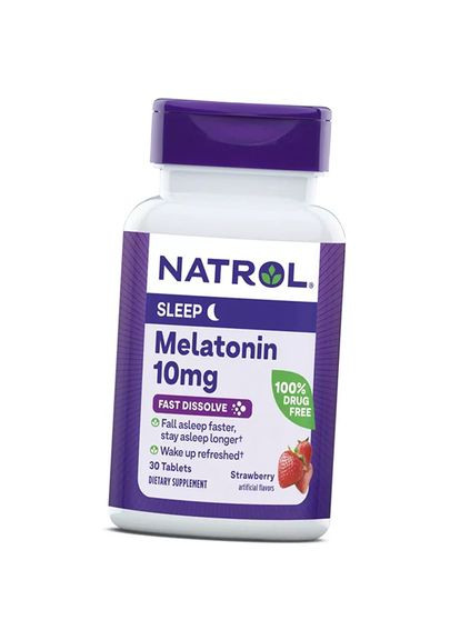 Мелатонин быстрорастворимый, Melatonin Fast Dissolve 10, 30таб Клубника (72358010) Natrol (322728573)