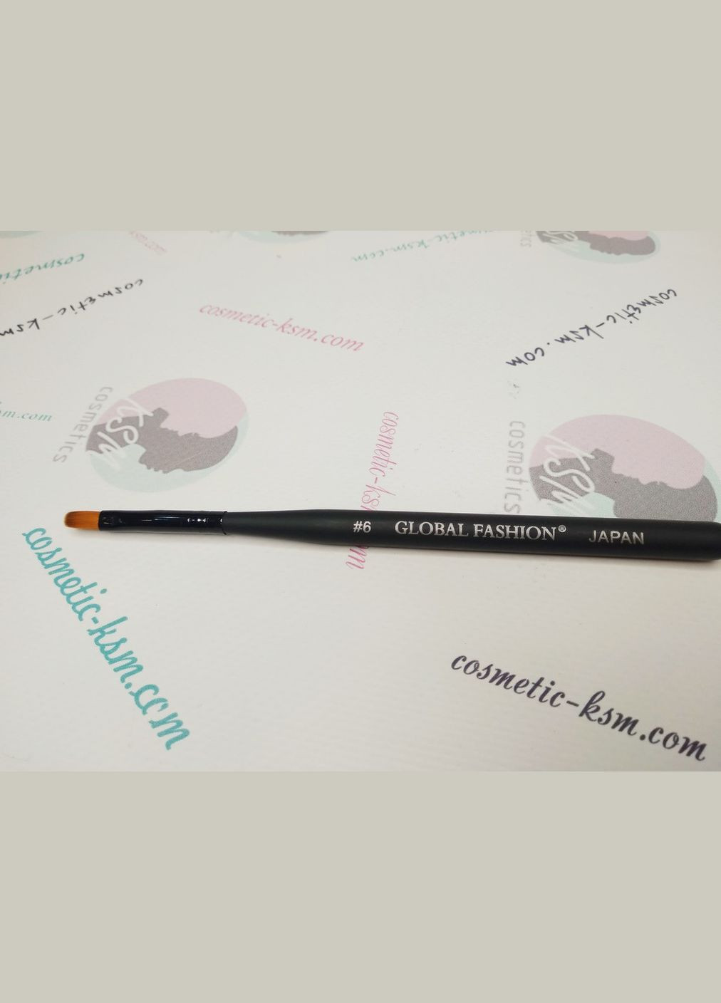 Global Кисть для гелю плоска овал №6 чорна ручка Global Fashion (297922825)