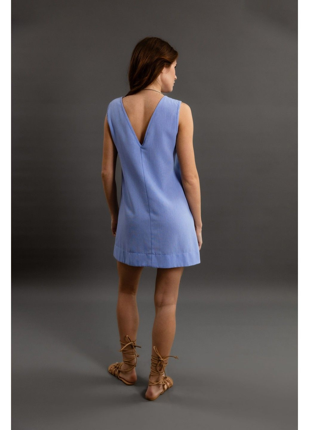 Блакитна сукня коротка льон блакитна Bessa