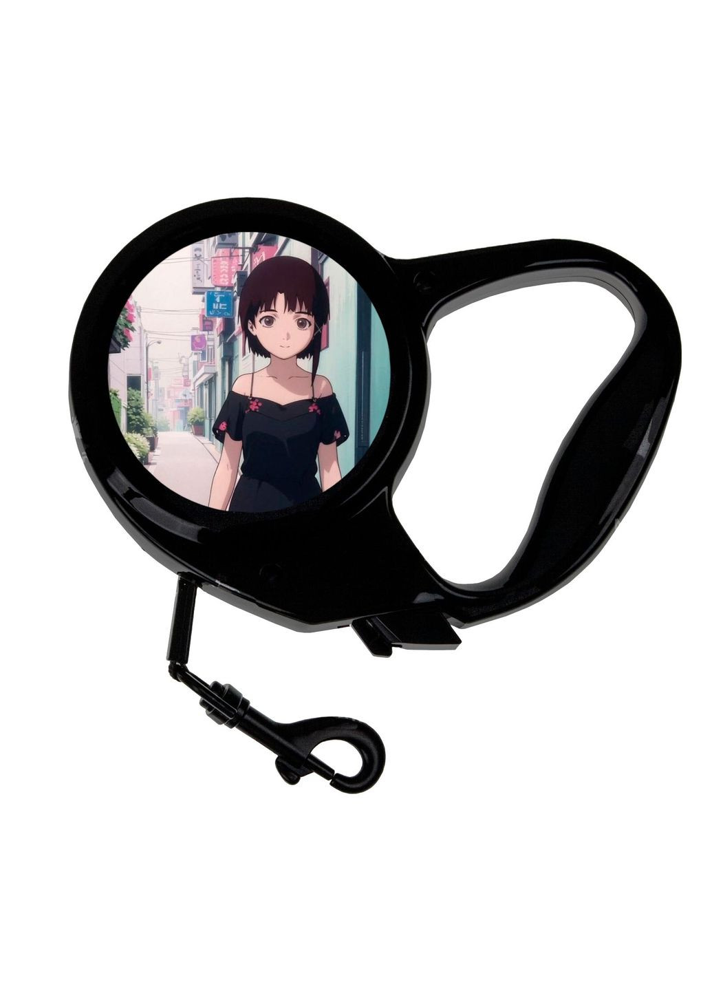 Поводок-рулетка для животных с принтом Аниме Эксперименты Лейн #0001 3 м черный No Brand (309159387)