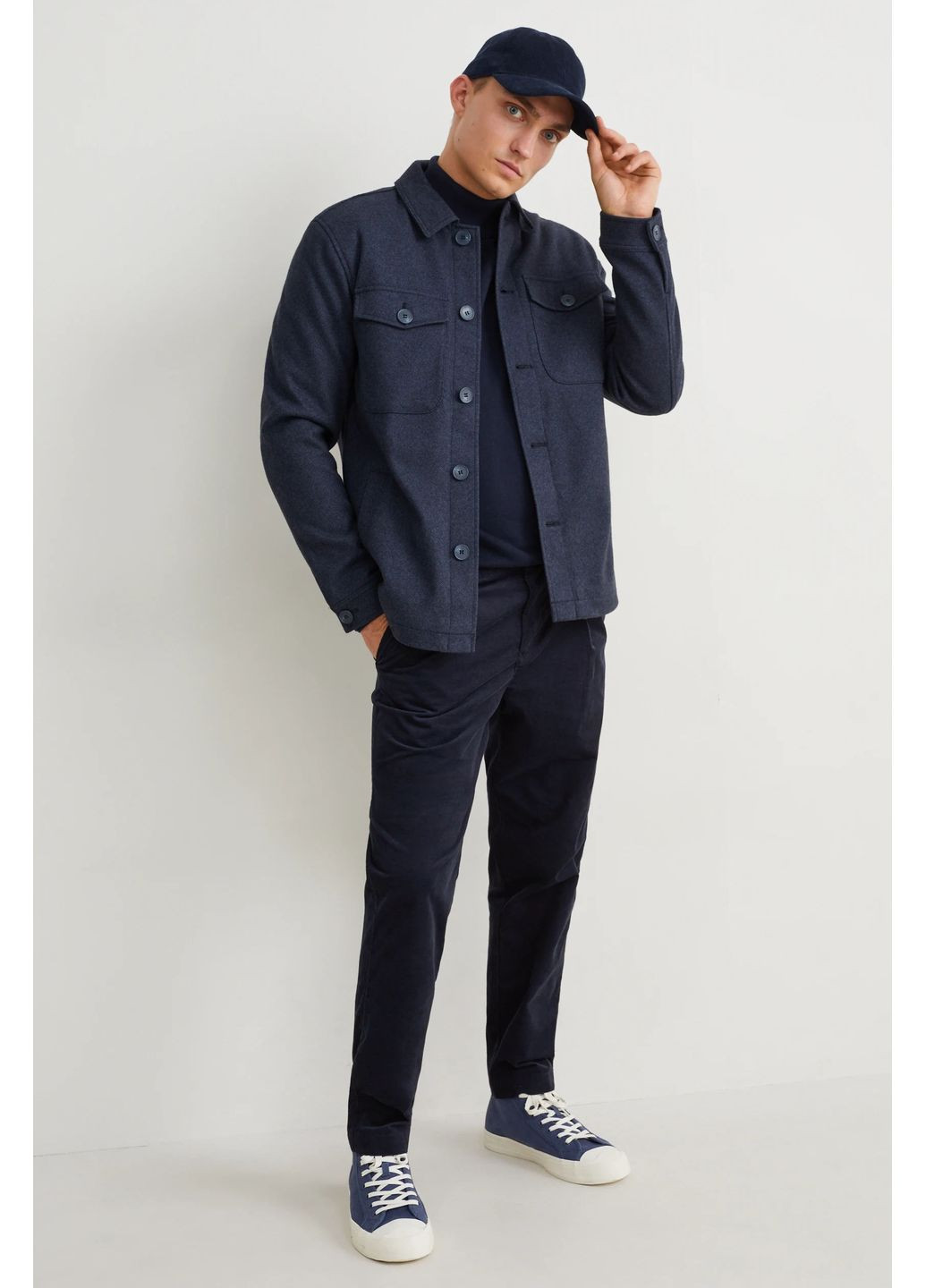 Темно-синие кэжуал демисезонные брюки C&A