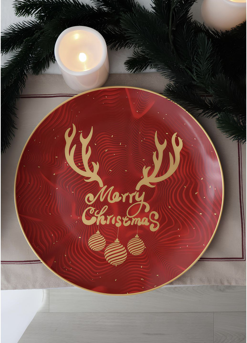 Блюдо новорічне 31см порцеляна No Brand (367991703)