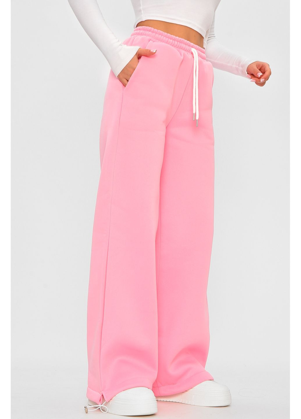 Спортивні штани жіночі на флісі рожевого кольору Let's Shop (364117541)