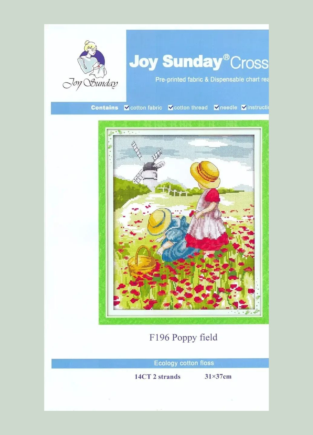 Набор для вышивания по нанесённой на канву схеме "Poppy field". AIDA 14CT printed, 31*37 см Joy Sunday (313613509)