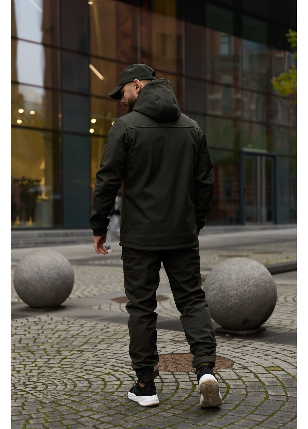 Теплий чоловічий костюм Soft Shell хакі на флісі з шевроном Intruder Reef (366868549)