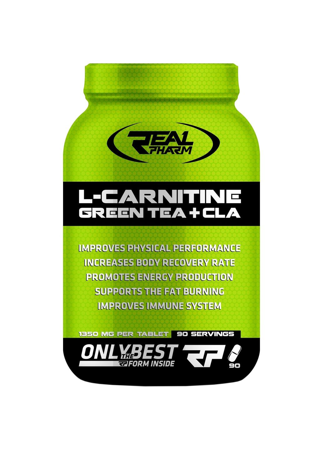 Жироспалювач L-Carnitine, Green Tea & Cla 90 tab Real Pharm (280947674)