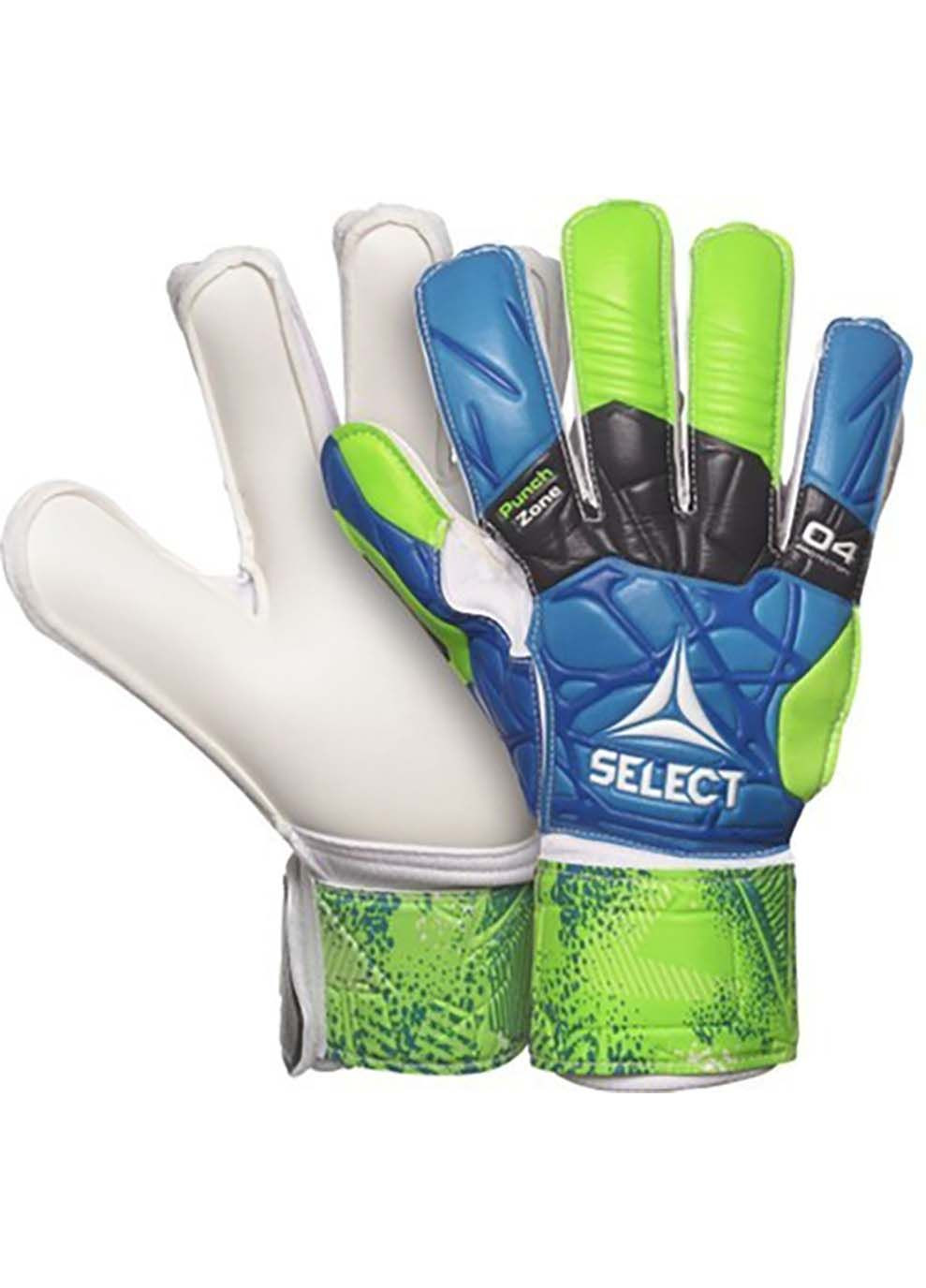 Рукавички воротарські GOALKEEPER GLOVES 04 HAND GUARD синій, зелений, білий дитячі Select (367598528)