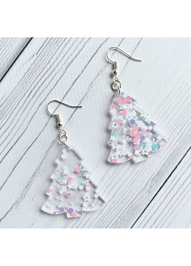 Серьги Ёлочка с бело-розовыми блёстками CASE CONTROL (360710574)