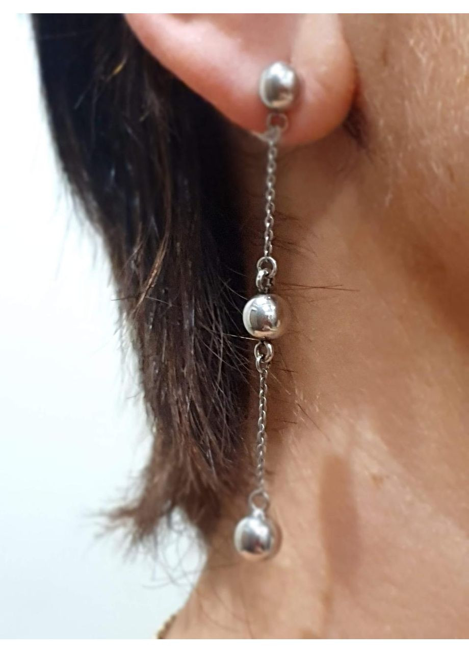 Срібні сережки-підвіски Кулі. 580066С Tango (361077386)