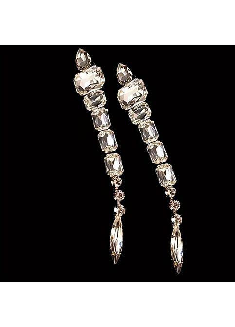 Сережки жіночі довгі у каміннях No Brand (365301767)