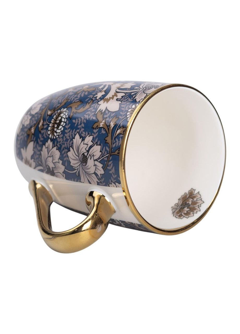 Фарфоровая чашка 400 мл с золотым ободком и золотой ручкой RX-N240665BLW Liling Rongxiang Ceramic (370969108)